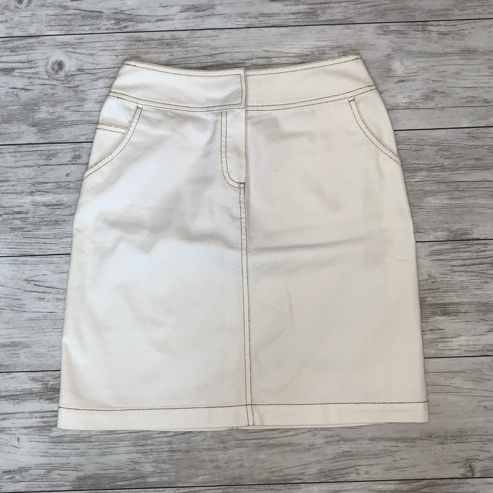 Lafayette 148 Cream Denim Skirt Size 2